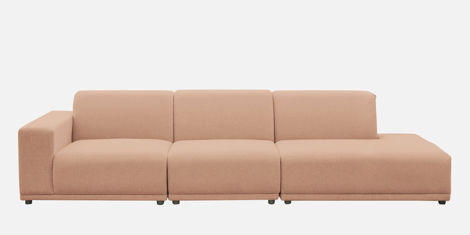 Adam Fabric RHS Sectional Sofa (3+Ottoman Lounger) In Cosmic Beige Colour - Febonic Living
