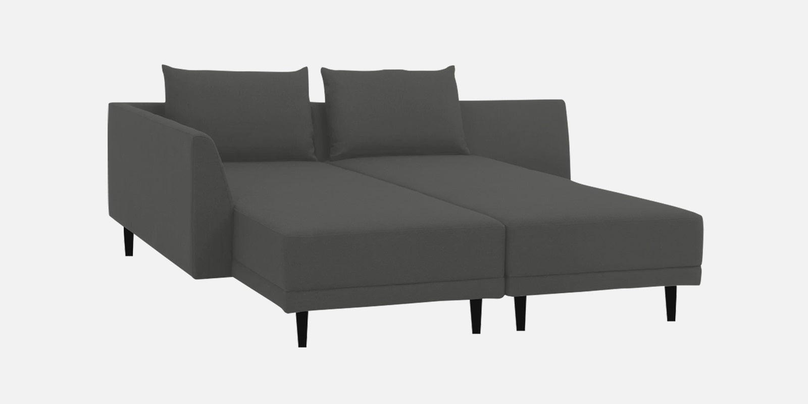 Ira Fabric RHS 6 Seater Convertible Sofa Cum Bed In Charcoal Grey Colour - Febonic Living