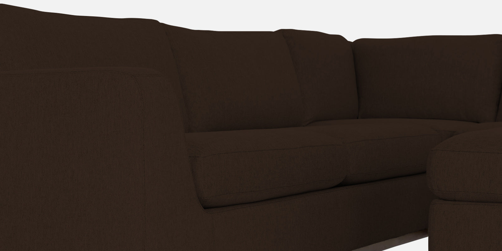Freedom Velvet 6 Seater LHS Corner Sofa In Cholocate Brown Colour With Ottoman - Febonic Living