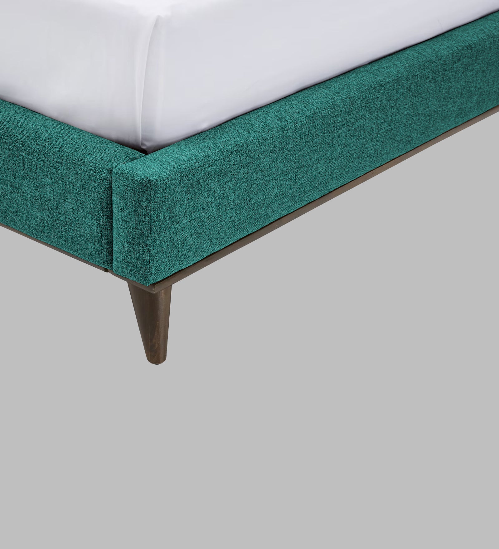 Jasmin Fabric Upholstered Queen Bed in Sea Green Colour