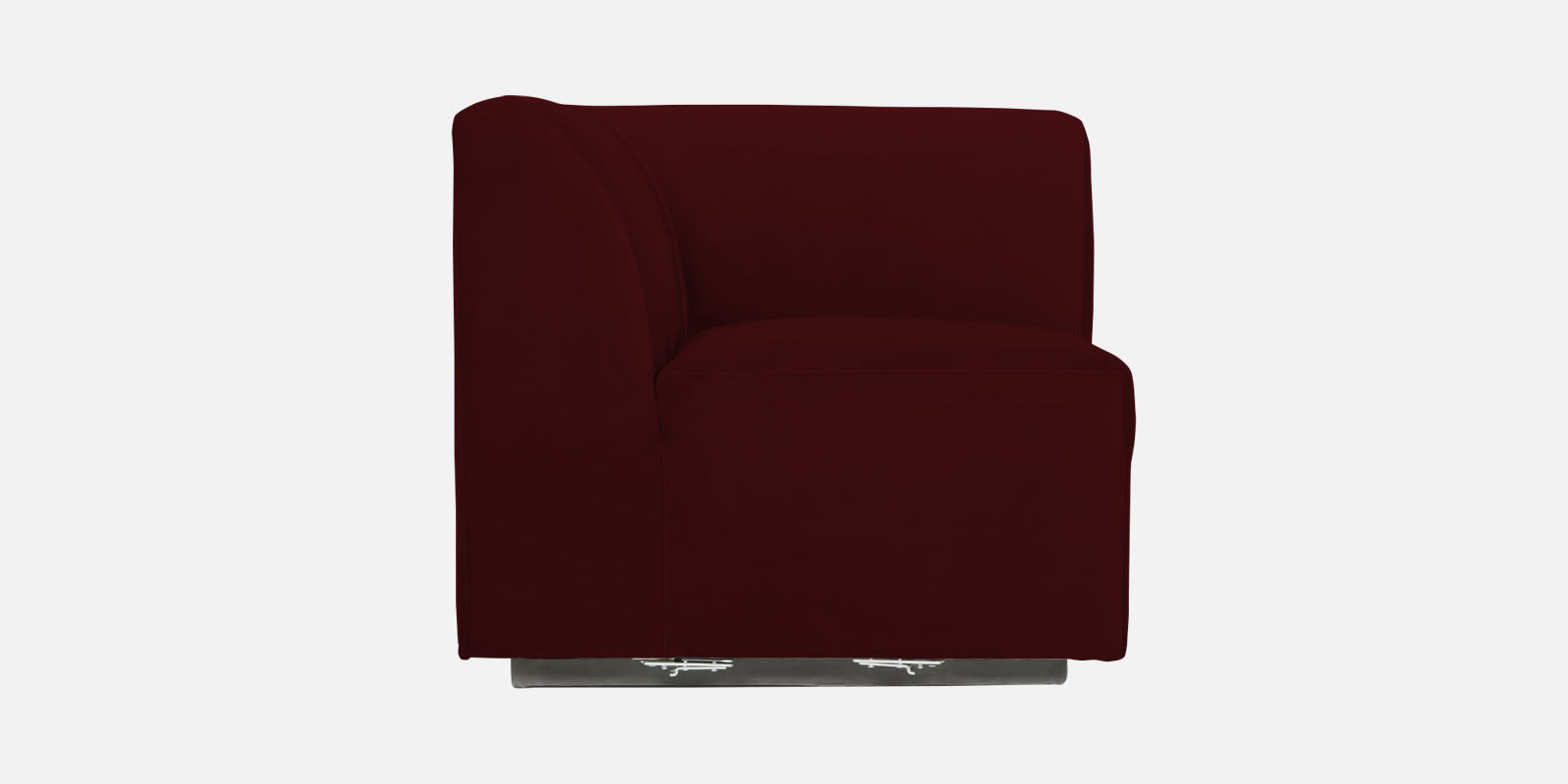 Bufa Velvet LHS Sectional Sofa In Dark Maroon Colour With Ottoman - Febonic Living