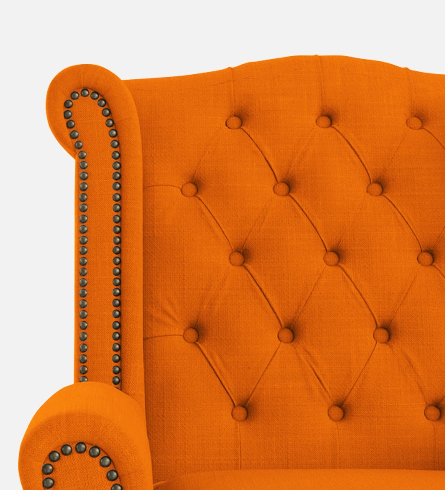 Nottage Fabric Wing Chair In Vivid Orange Colour - Febonic Living