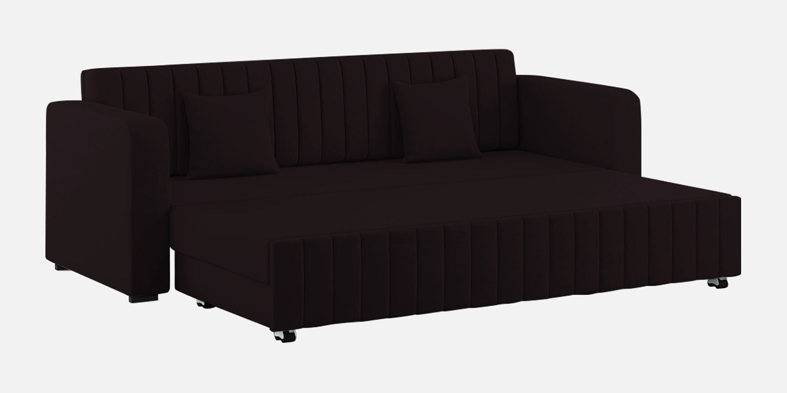 Calra Fabric 3 Seater Pull Out Sofa Cum Bed In Cara Brown Colour With Storage - Febonic Living