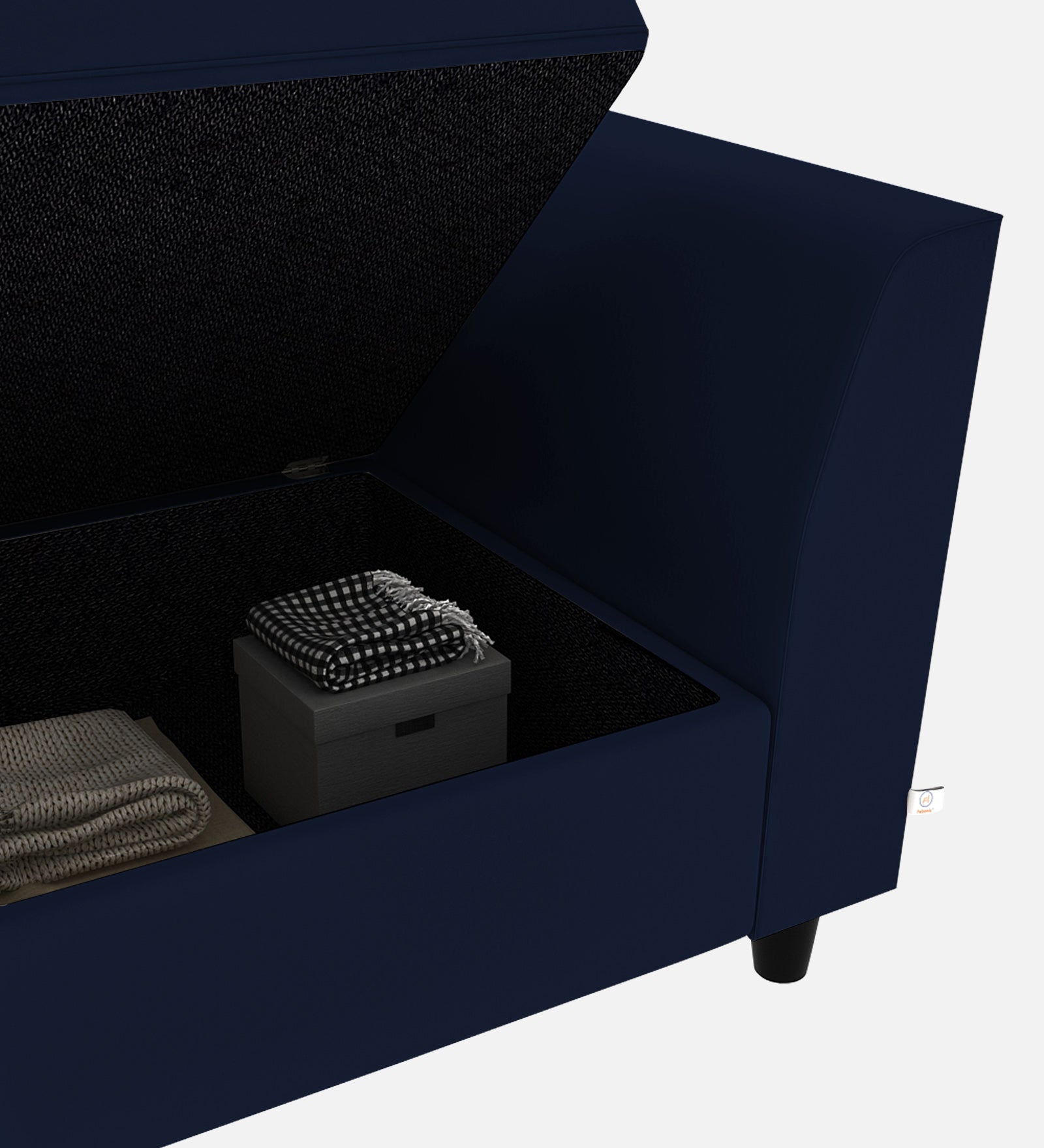 Bristo Velvet 1 Seater Sofa In Indigo Blue Colour With Storage - Febonic Living