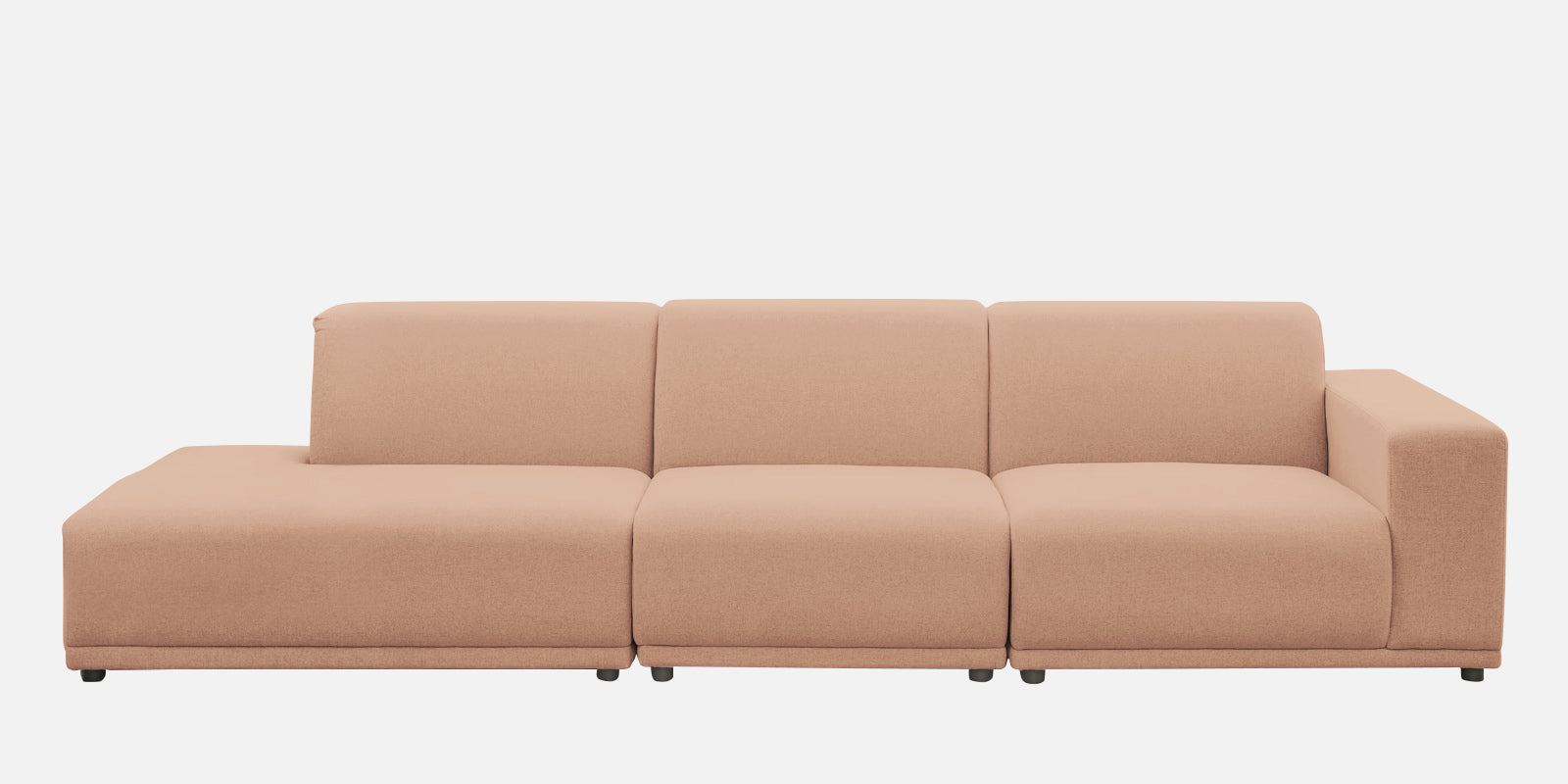 Adam Fabric LHS Sectional Sofa (3+Ottoman Lounger) In Cosmic Beige Colour - Febonic Living