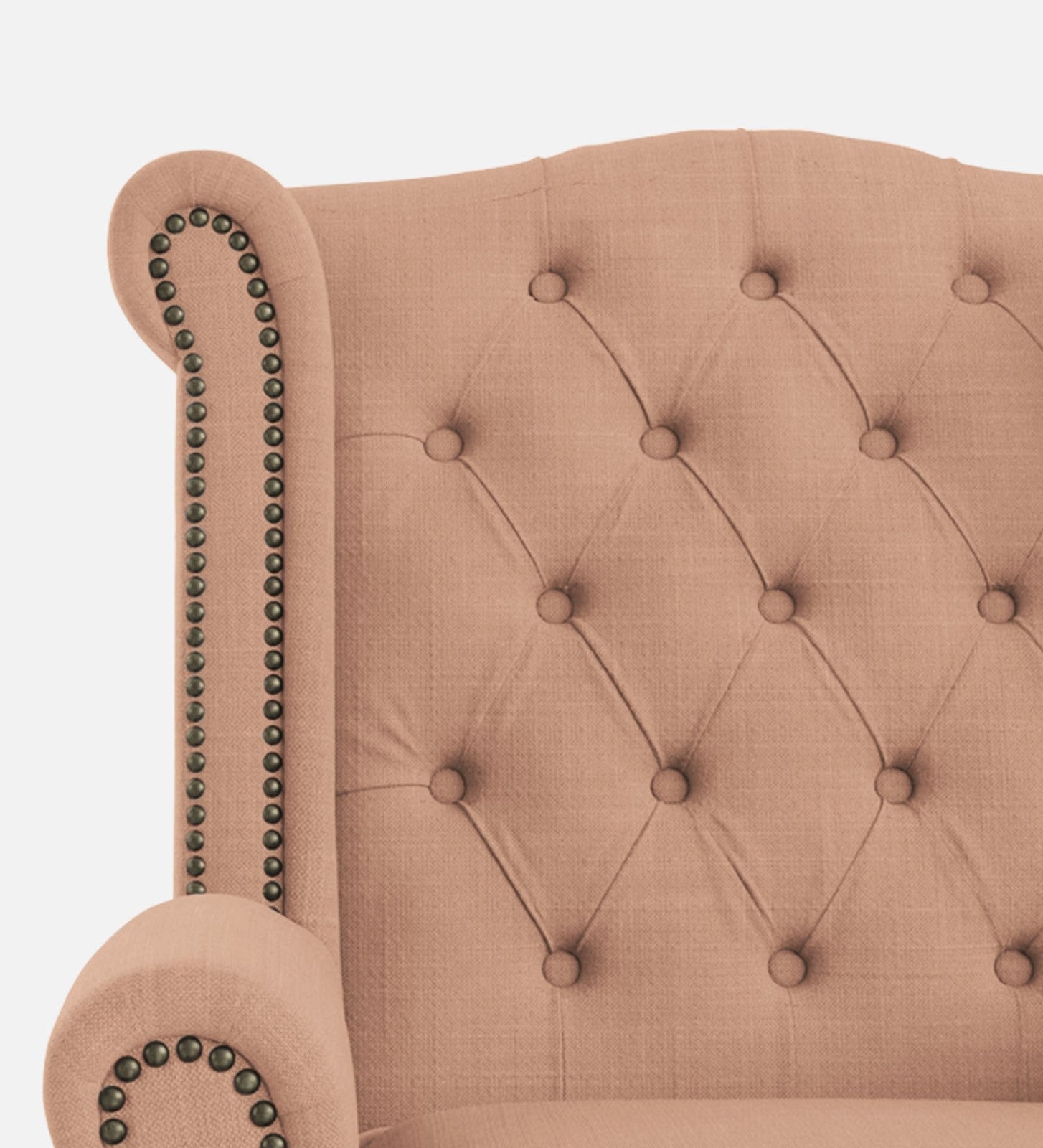 Nottage Fabric Wing Chair In Cosmic-beige Colour - Febonic Living