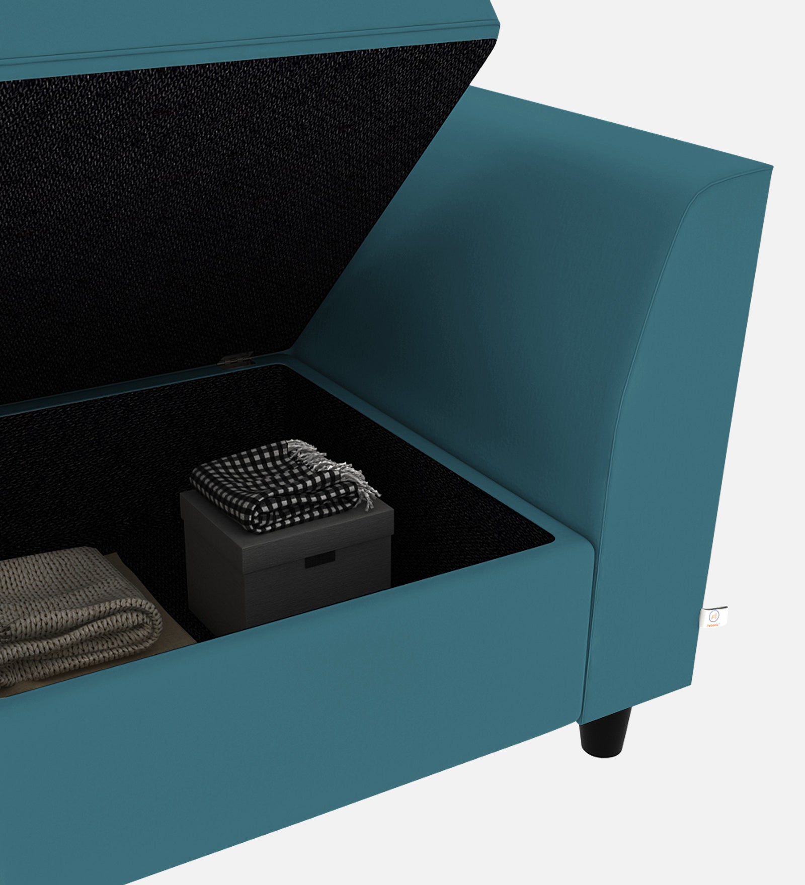 Bristo Velvet 1 Seater Sofa In Aqua Blue Colour With Storage - Febonic Living