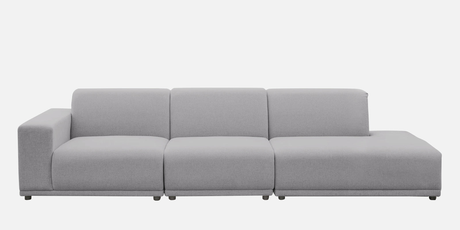 Adam Fabric RHS Sectional Sofa (3+Ottoman Lounger) In Lit Grey Colour - Febonic Living