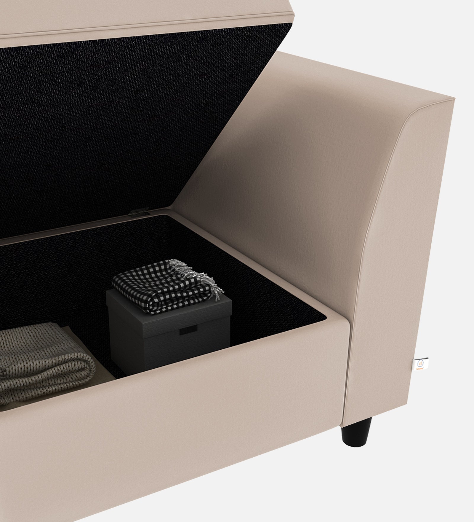 Bristo Velvet 1 Seater Sofa In Camel Beige Colour With Storage - Febonic Living