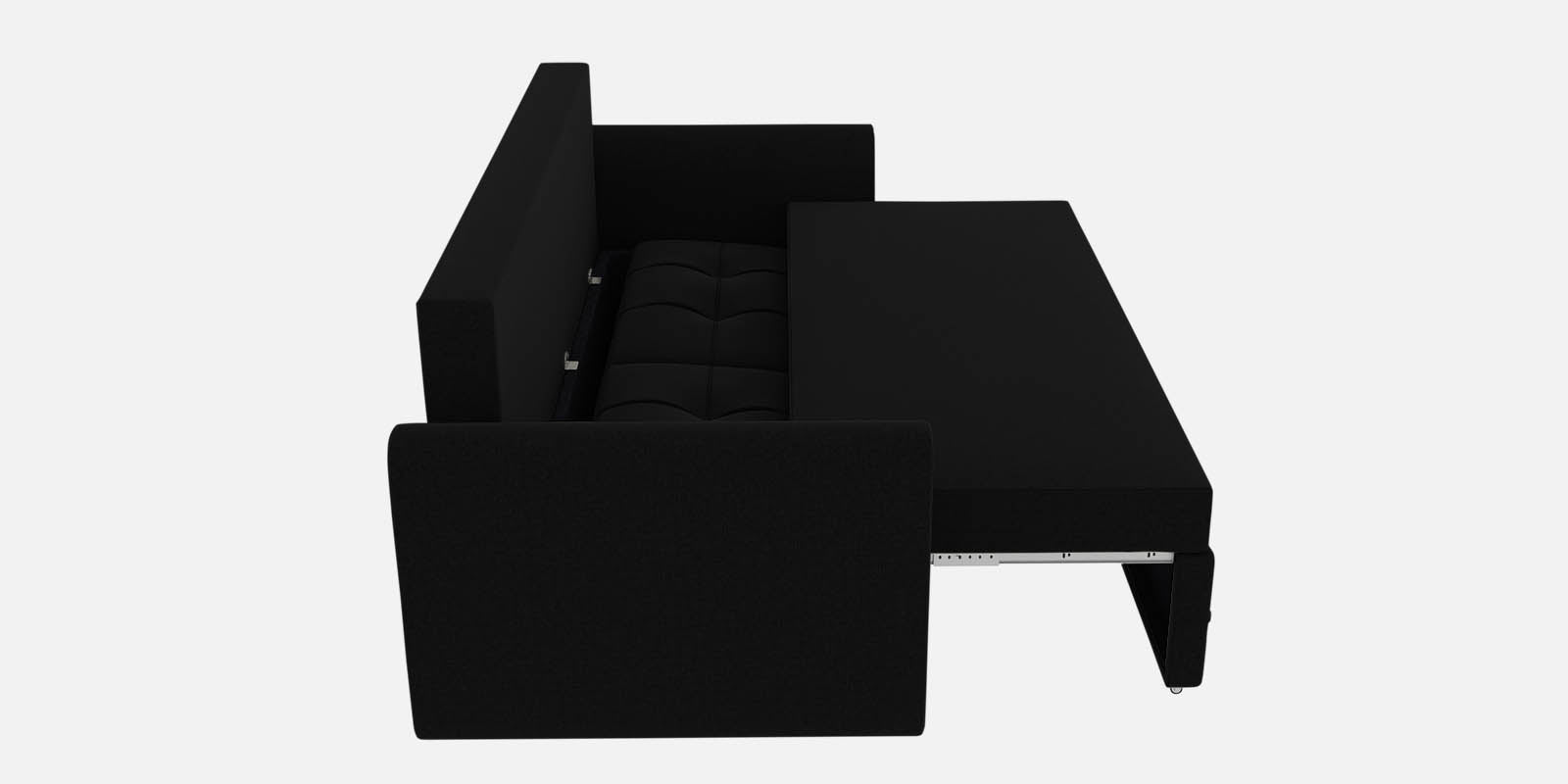 Ines Velvet 3 Seater Pull Out Sofa Cum Bed In In Zed Black Colour With Storage - Febonic Living