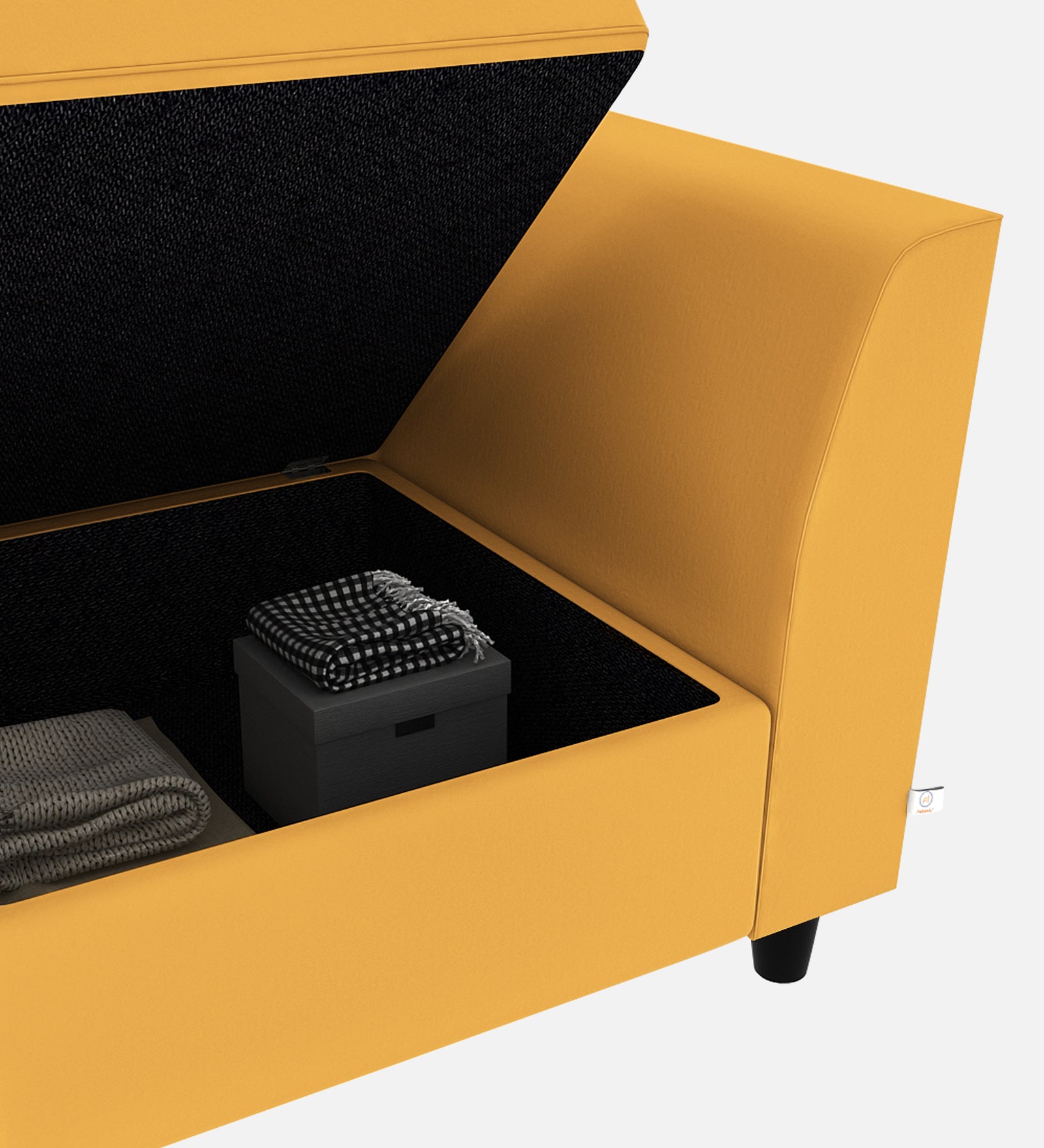 Bristo Velvet 1 Seater Sofa In Turmeric Yellow Colour With Storage - Febonic Living