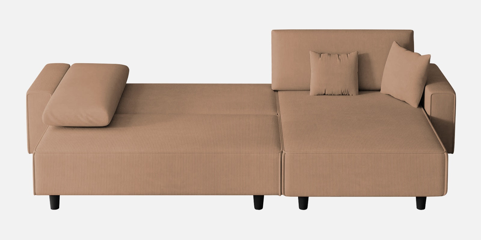 Peach Fabric LHS 6 Seater Sofa Cum Bed With Storage In Cosmic Beige Colour - Febonic Living