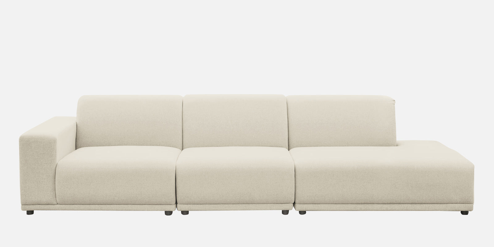 Adam Fabric RHS Sectional Sofa (3+Ottoman Lounger) In Ivory Cream Colour - Febonic Living