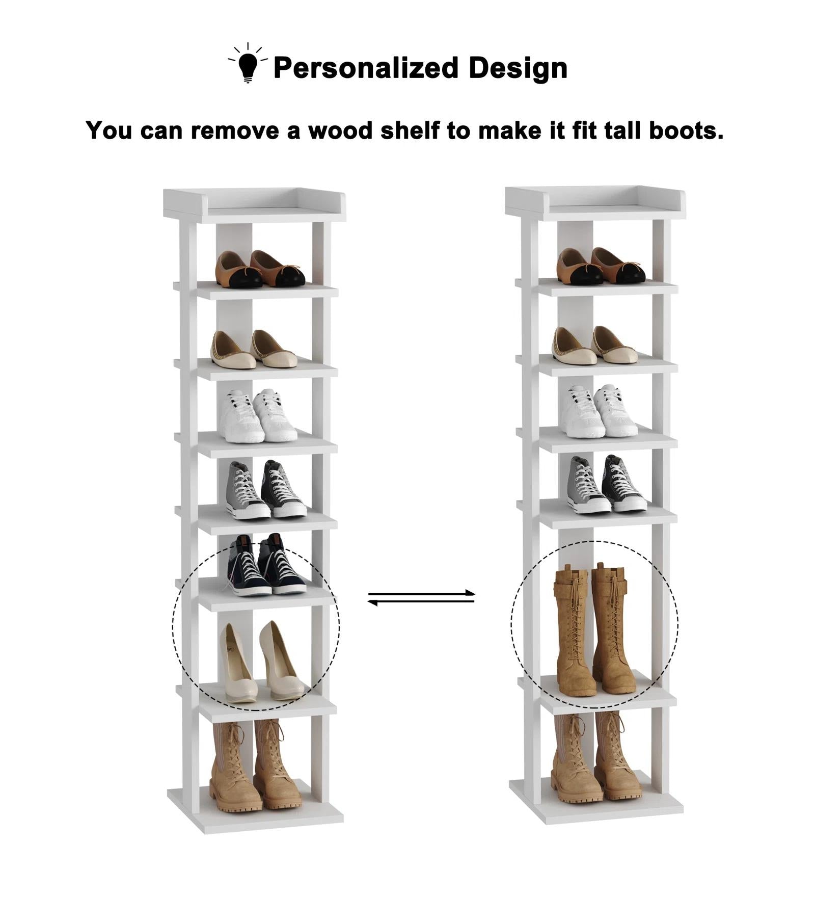 Monis Shoe Rack In Frosty White And Wenge Finish - Febonic Living