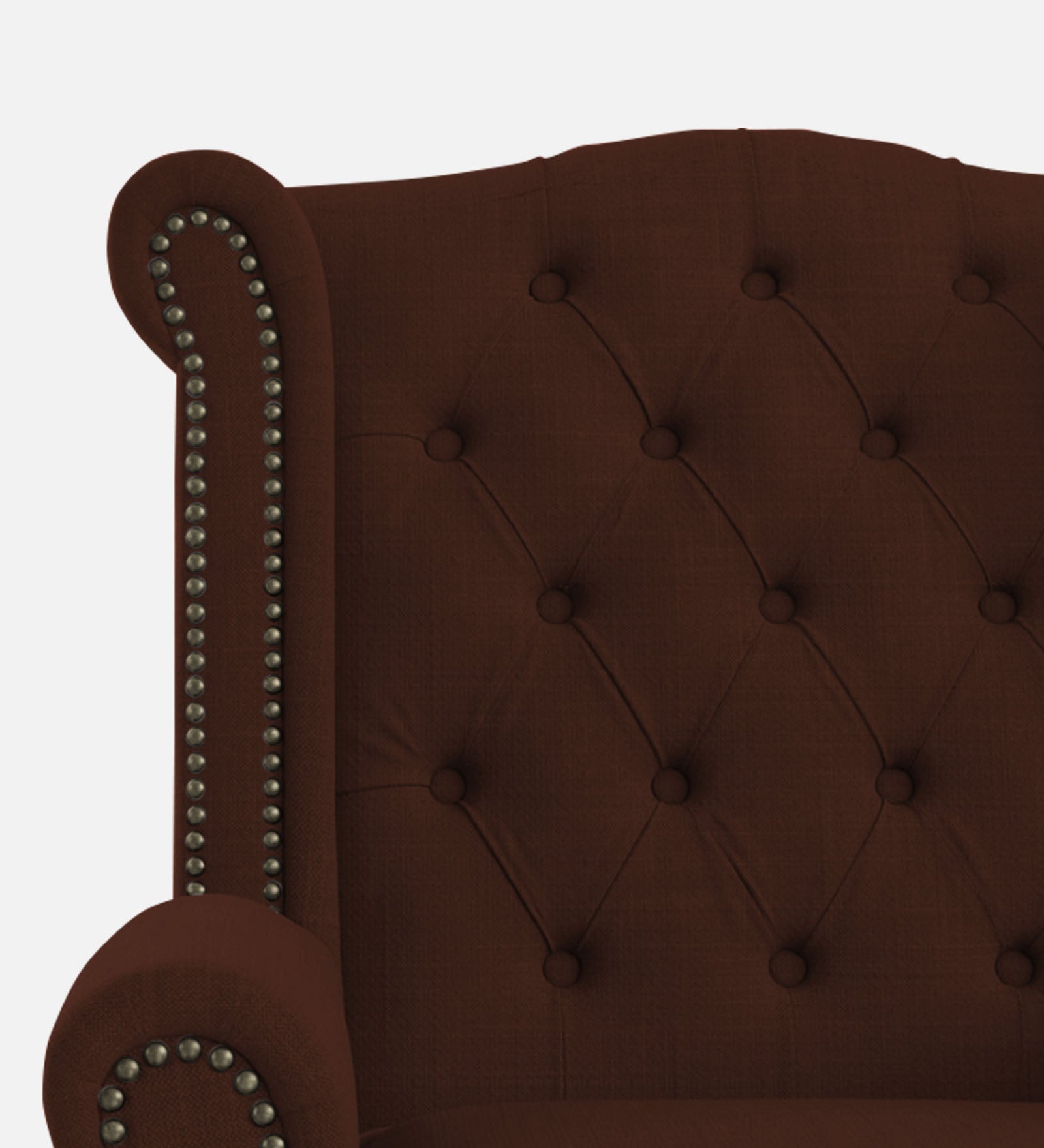 Nottage Fabric Wing Chair In Coffee Brown Colour - Febonic Living