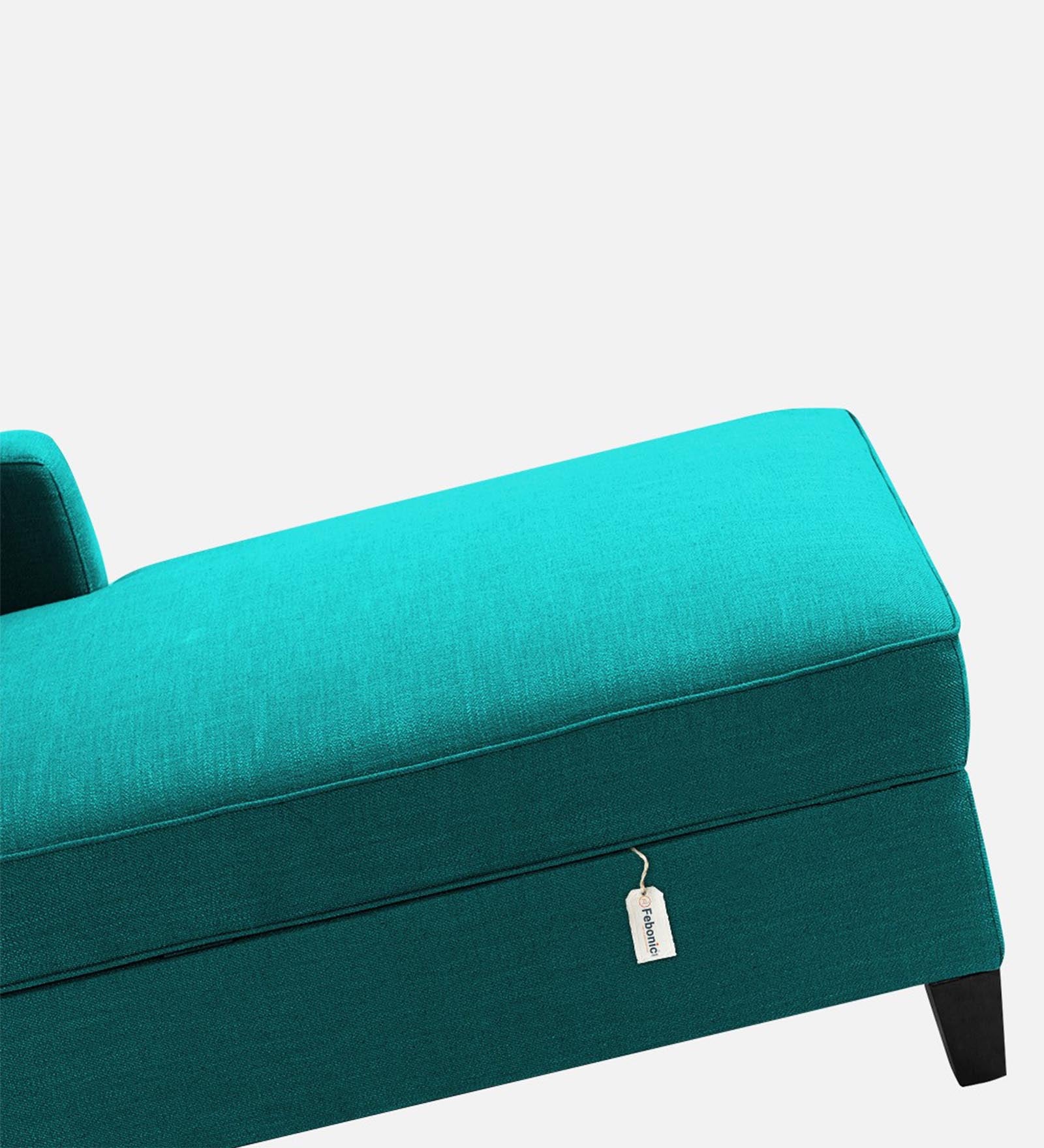 Royee Fabric RHS Chaise Lounger In Sea Green Colour With Storage - Febonic Living
