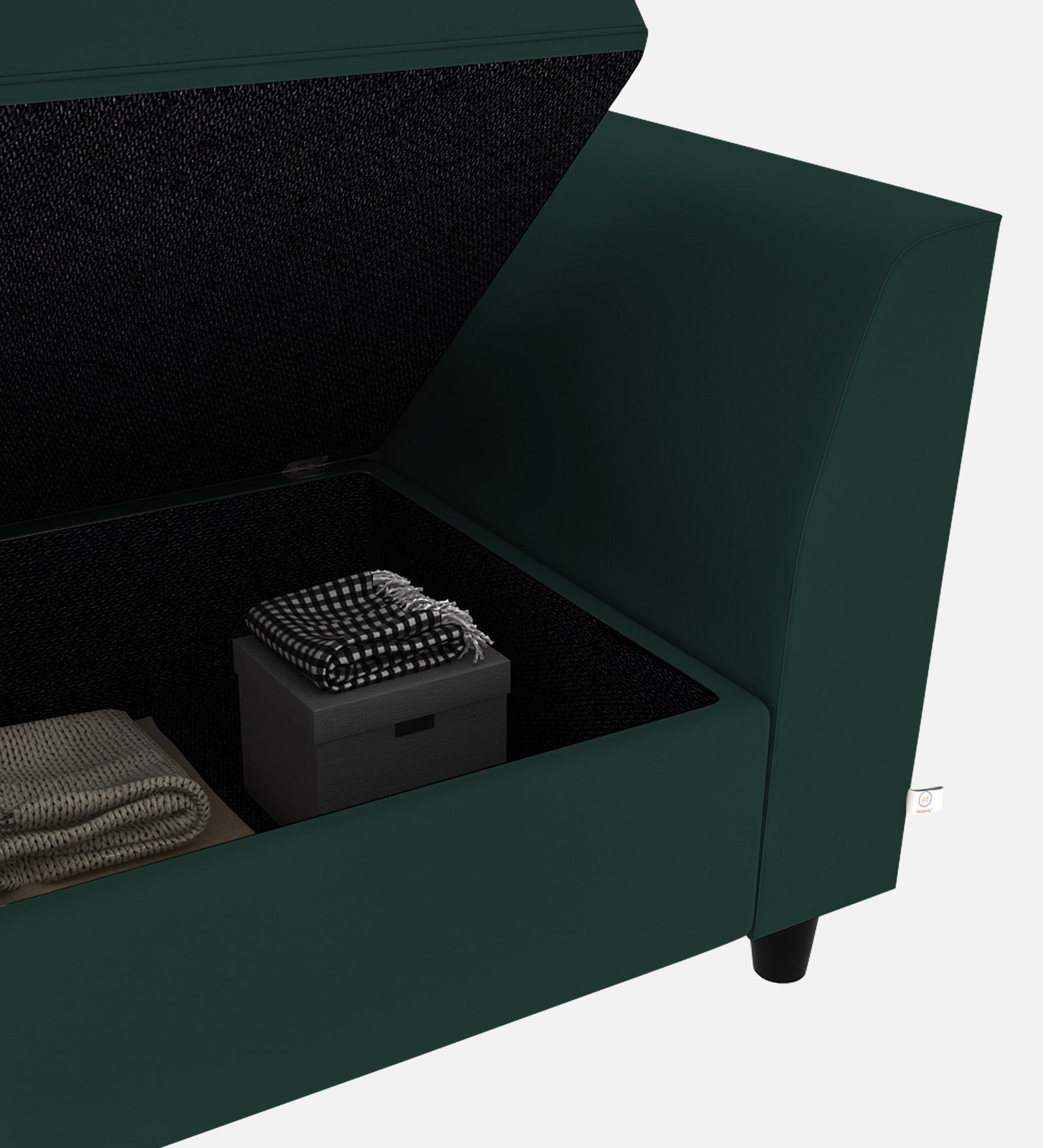 Bristo Velvet 1 Seater Sofa In Forest Green Colour With Storage - Febonic Living