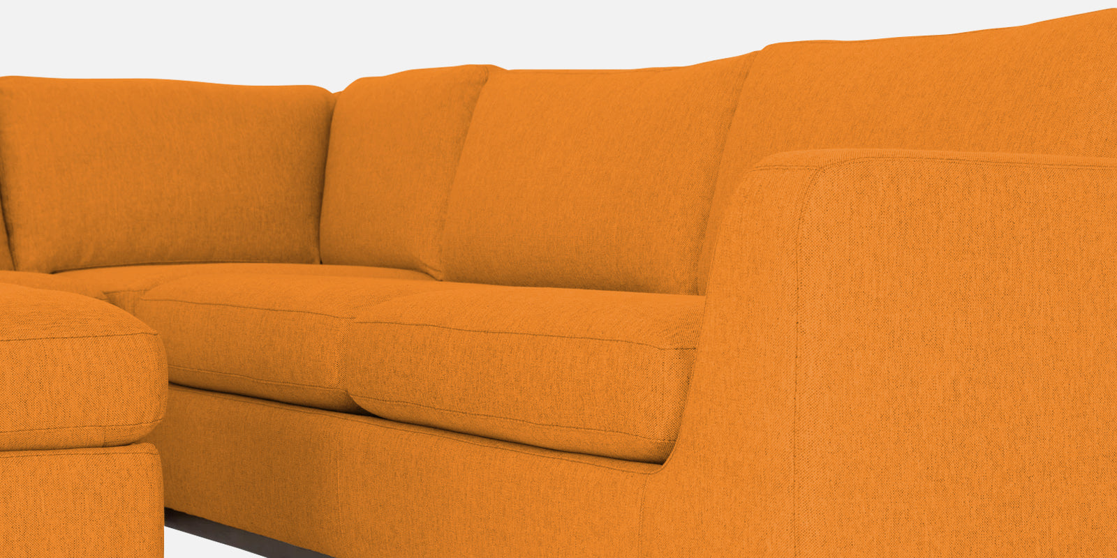 Freedom Velvet 6 Seater RHS Corner Sofa In Tangerine Orange Colour With Ottoman - Febonic Living