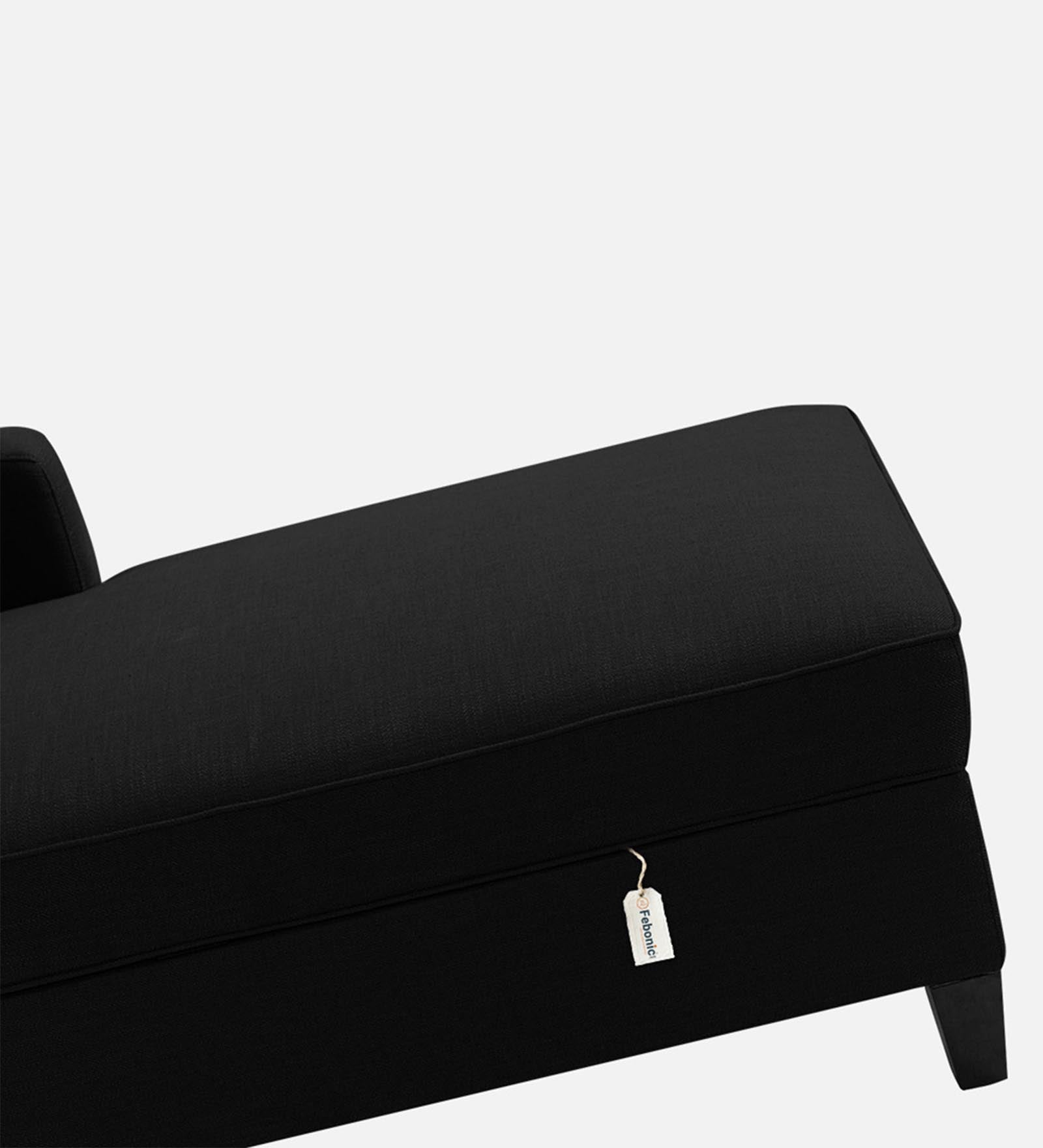 Royee Fabric RHS Chaise Lounger In Zed Black Colour With Storage - Febonic Living