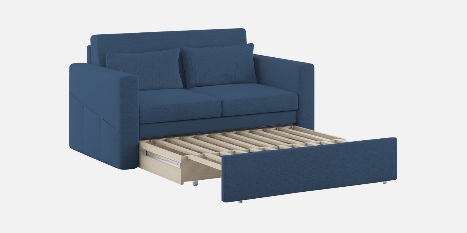 River Fabric 2 Seater Pull Out Sofa Cum Bed In Light Blue Colour - Febonic Living