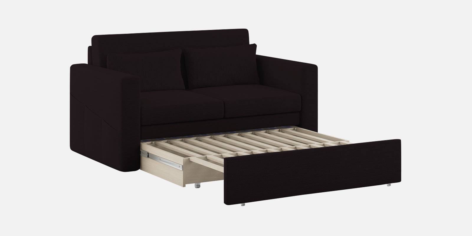 River Fabric 2 Seater Pull Out Sofa Cum Bed In Cara Brown Colour - Febonic Living