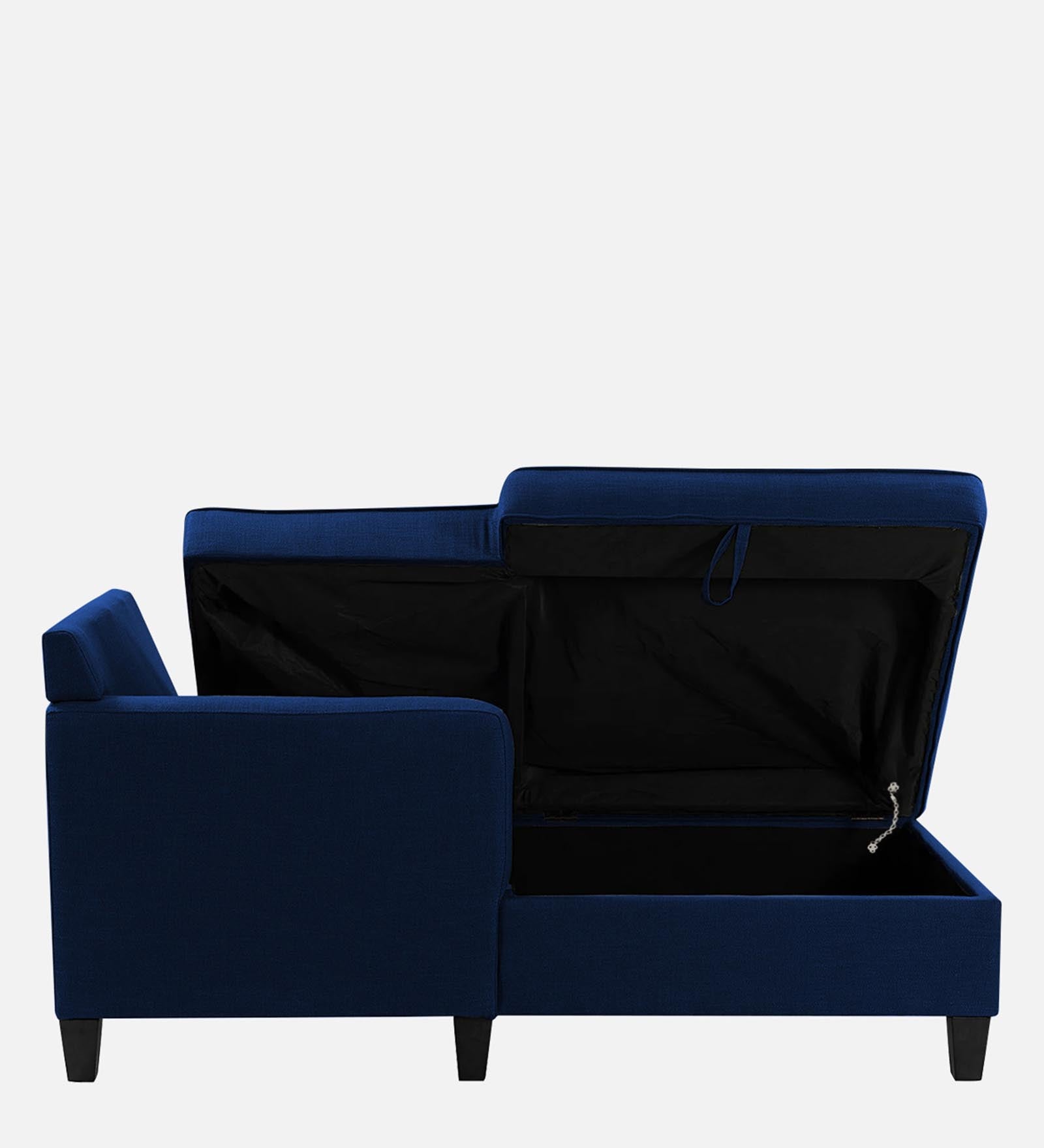 Royee Fabric LHS Chaise Lounger In Royal Blue Colour With Storage - Febonic Living