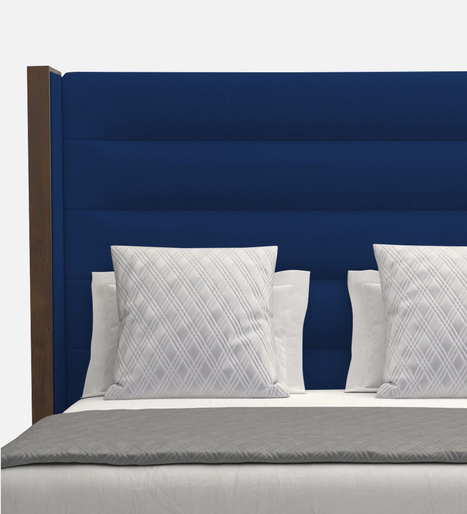 Sunny Fabric Queen Size Bed In Royal Blue Colour - Febonic Living