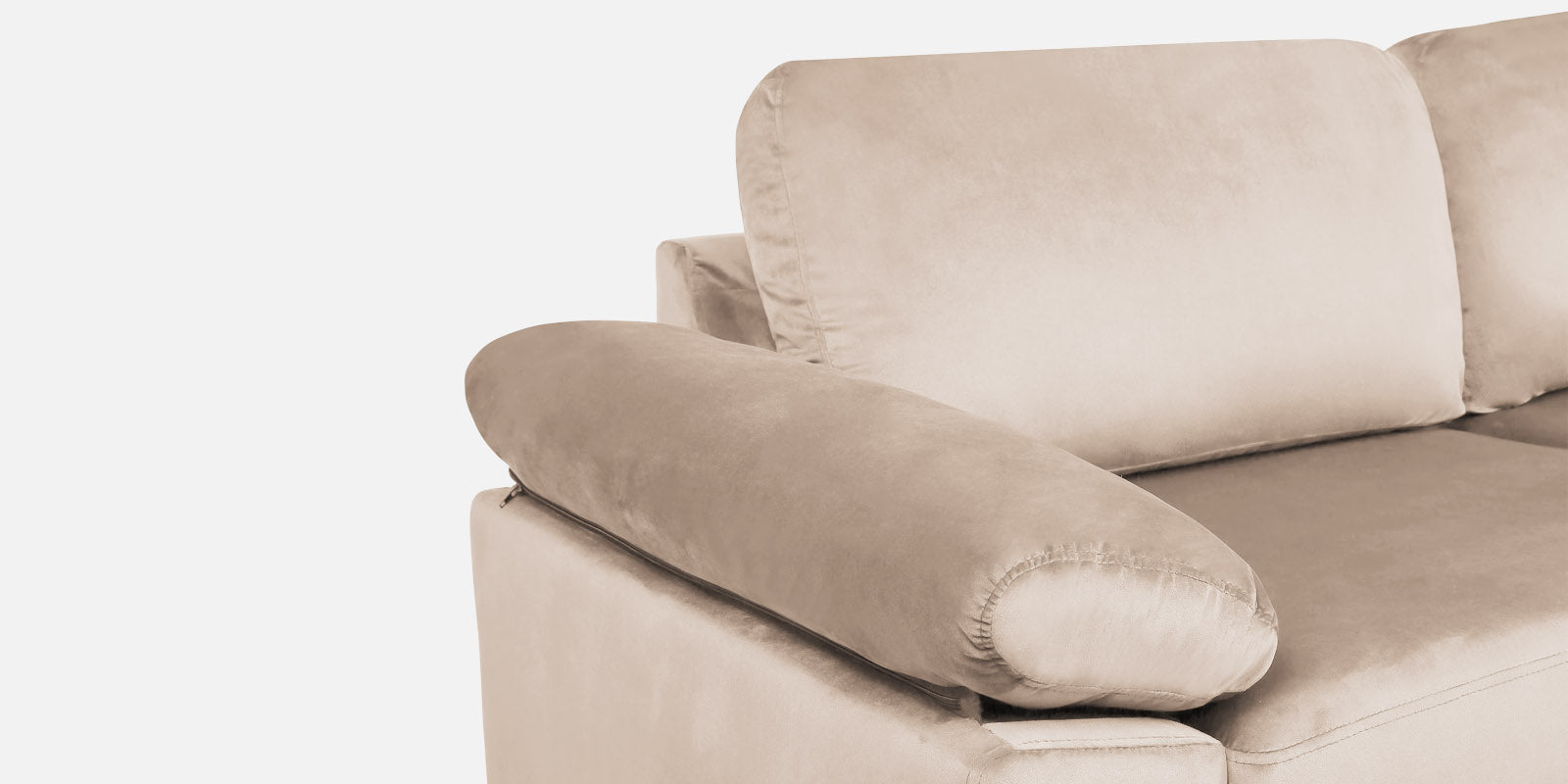 Vegas Velvet RHS Sectional Sofa (3+Lounger) In Camel Beige Colour - Febonic Living