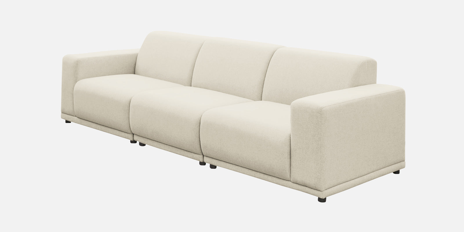 Adam Fabric LHS Sectional Sofa (3+Ottoman Lounger) In Ivory Cream Colour - Febonic Living