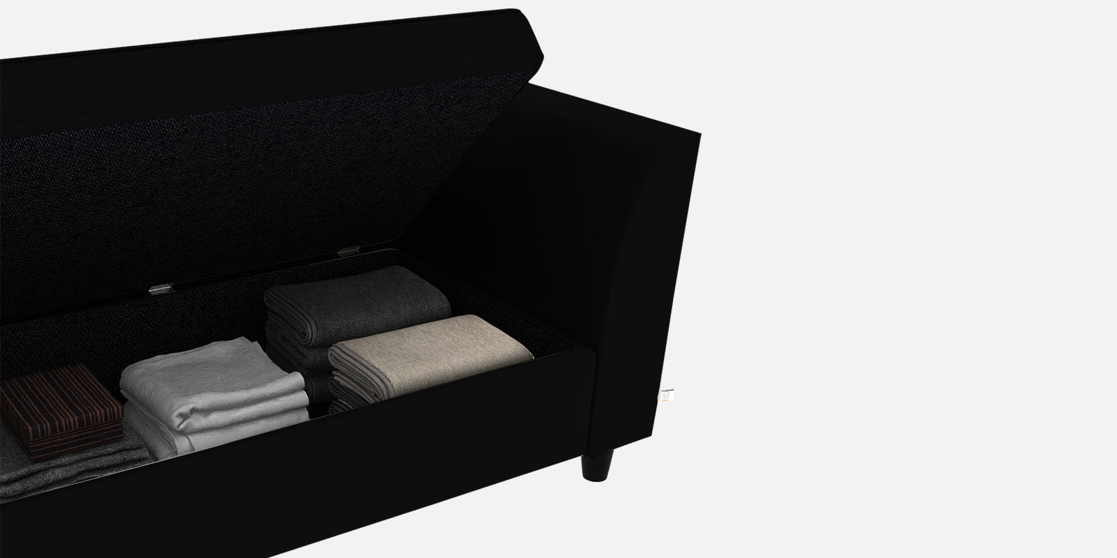 Bristo Velvet 3 Seater Sofa In Adam Black Colour With Storage - Febonic Living