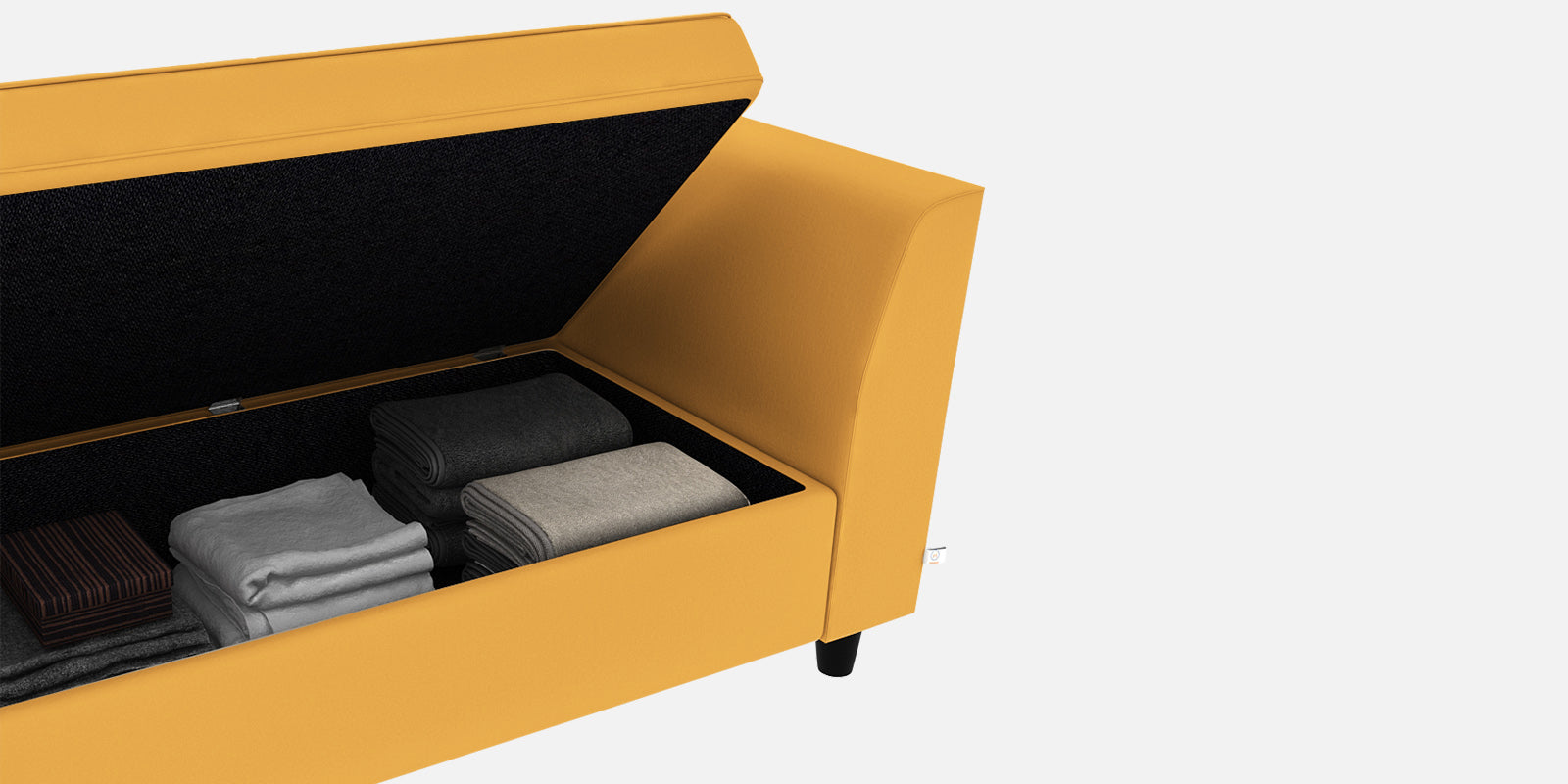 Bristo Velvet 3 Seater Sofa In Turmeric yellow Colour With Storage - Febonic Living