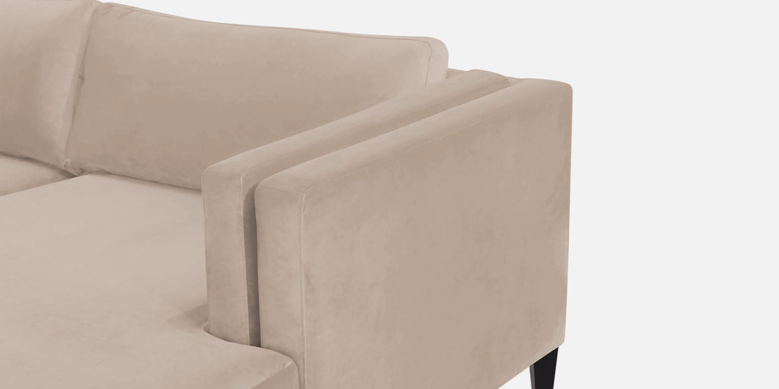 Jasper Velvet LHS Sectional Sofa (3+Lounger) In Camel Beige Colour - Febonic Living