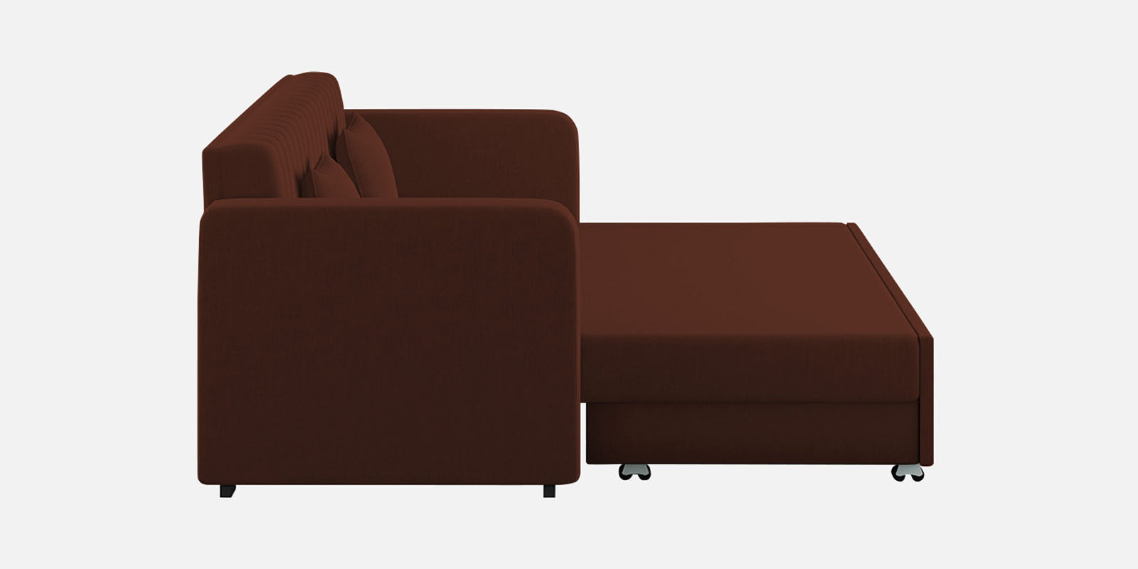 Calra Fabric 3 Seater Pull Out Sofa Cum Bed In Coffee Brown Colour With Storage - Febonic Living