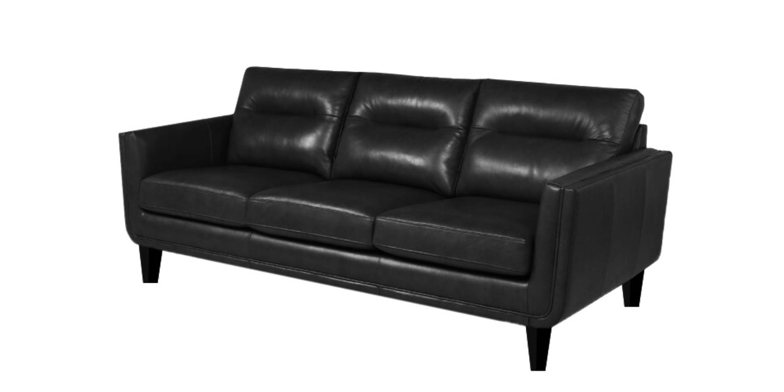 Kiko Leatherette 3 Seater Sofa In Lama Black Colour - Febonic Living