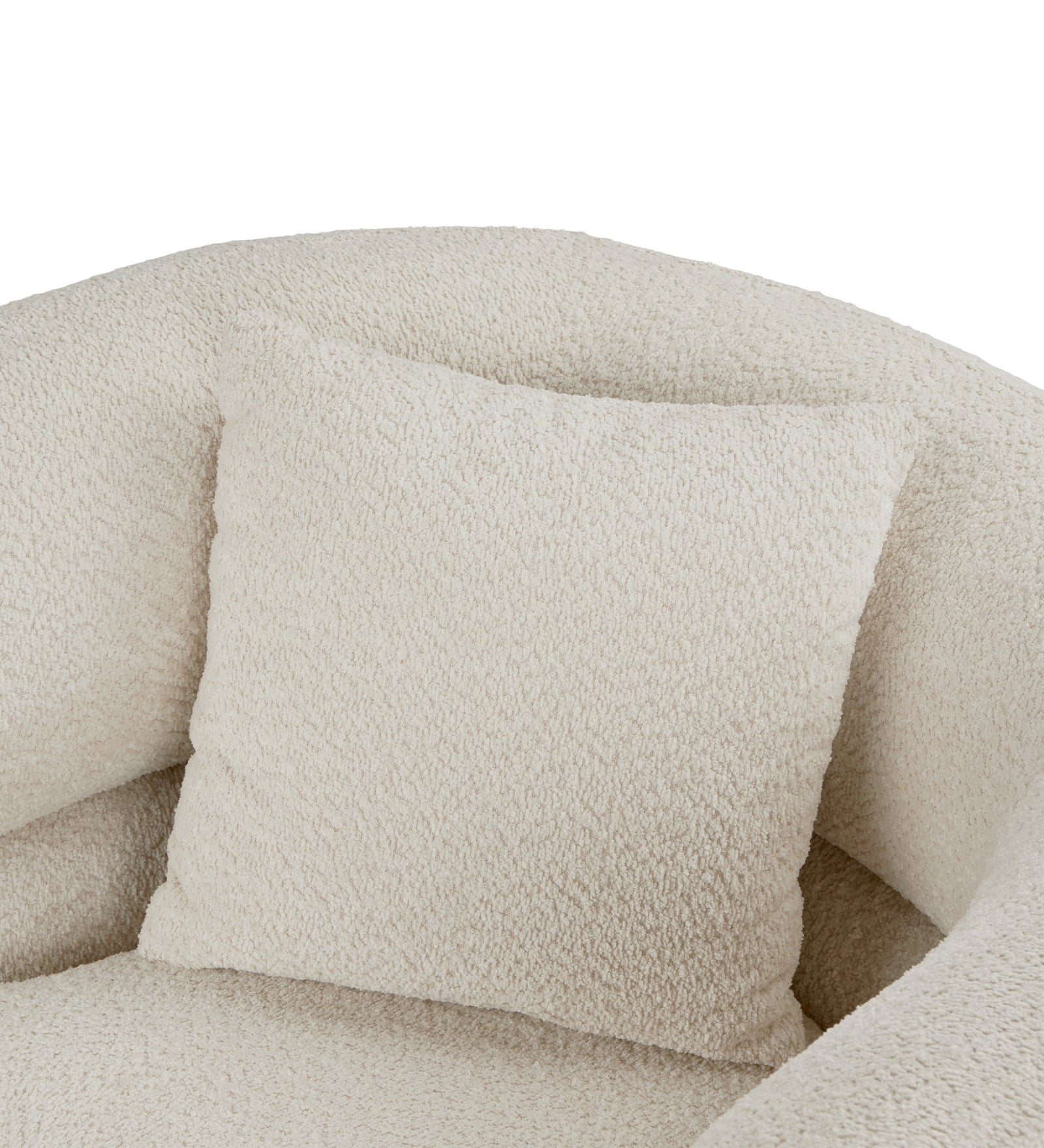 Toby Boucle Fabric Swivel Chair in Shell White Colour