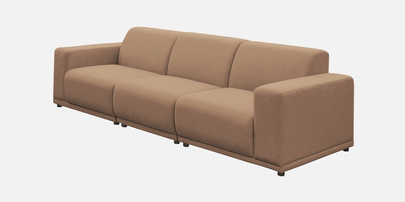 Adam Fabric LHS Sectional Sofa (3+Ottoman Lounger) In Cookie Beige Colour - Febonic Living