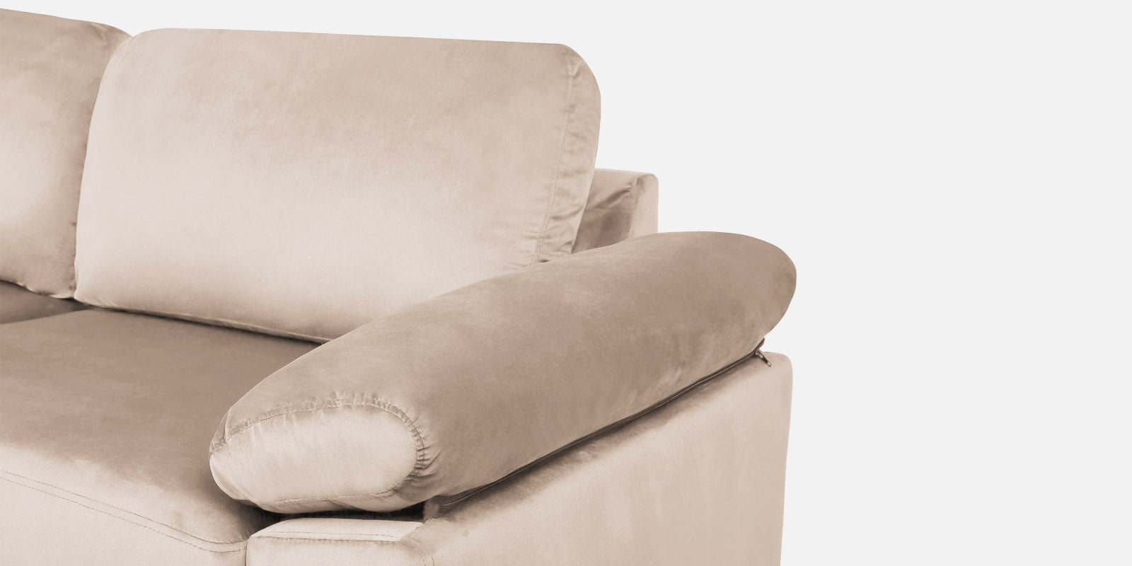Vegas Velvet LHS Sectional Sofa (3+Lounger) In Camel Beige Colour - Febonic Living