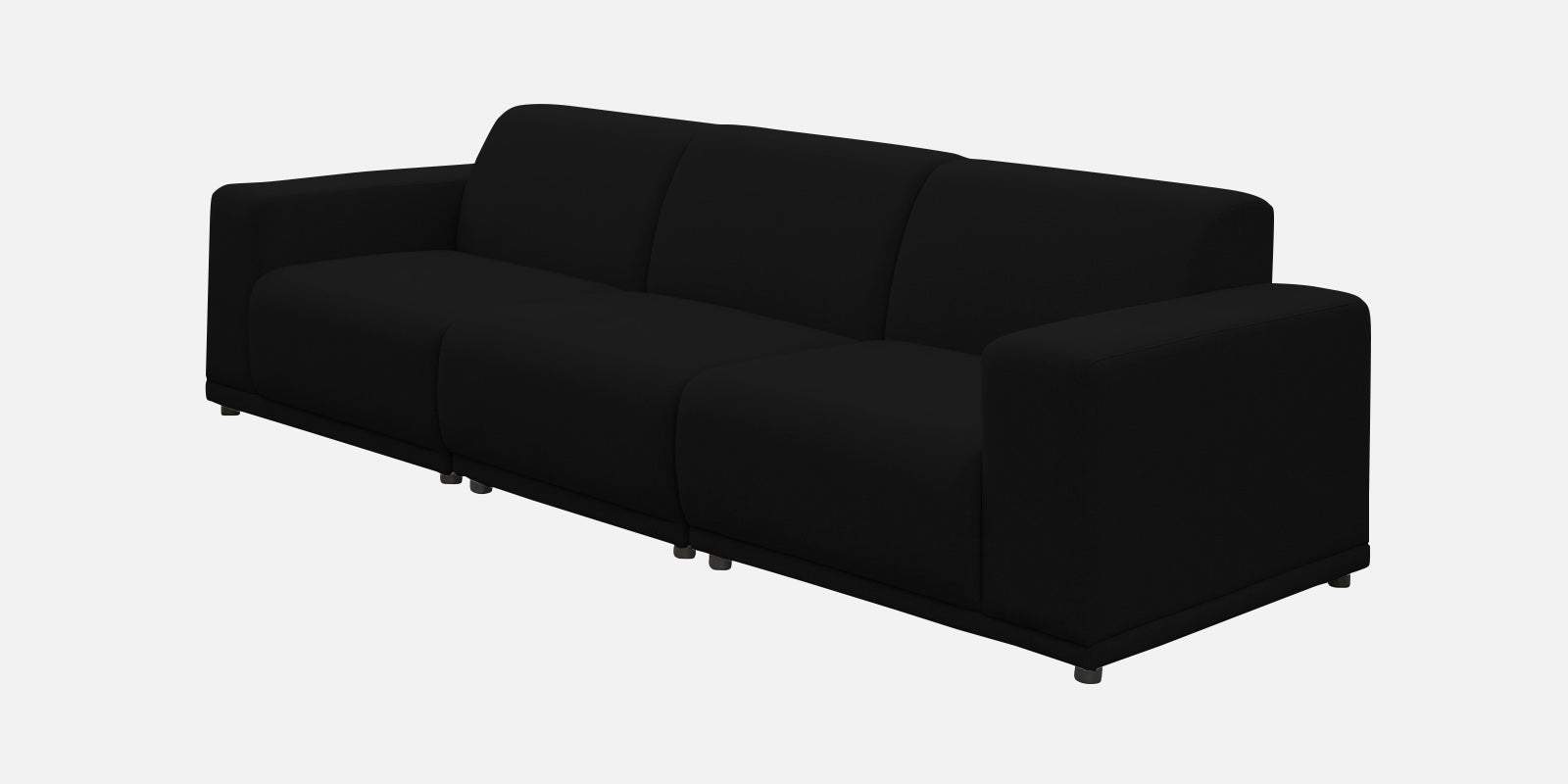 Adam Fabric LHS Sectional Sofa (3+Ottoman Lounger) In Zed Black Colour - Febonic Living