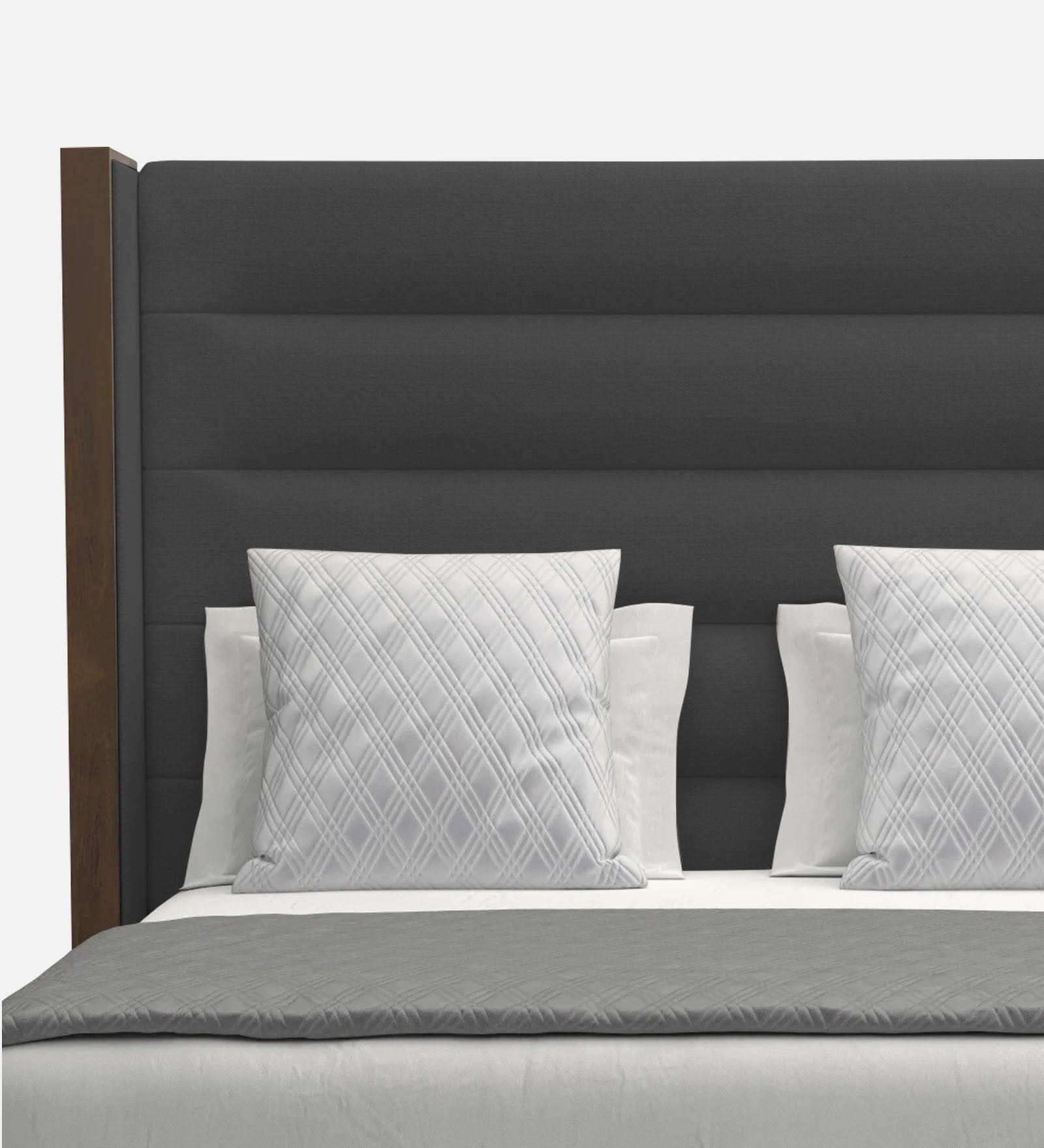 Sunny Fabric Queen Size Bed In Charcoal Grey Colour - Febonic Living