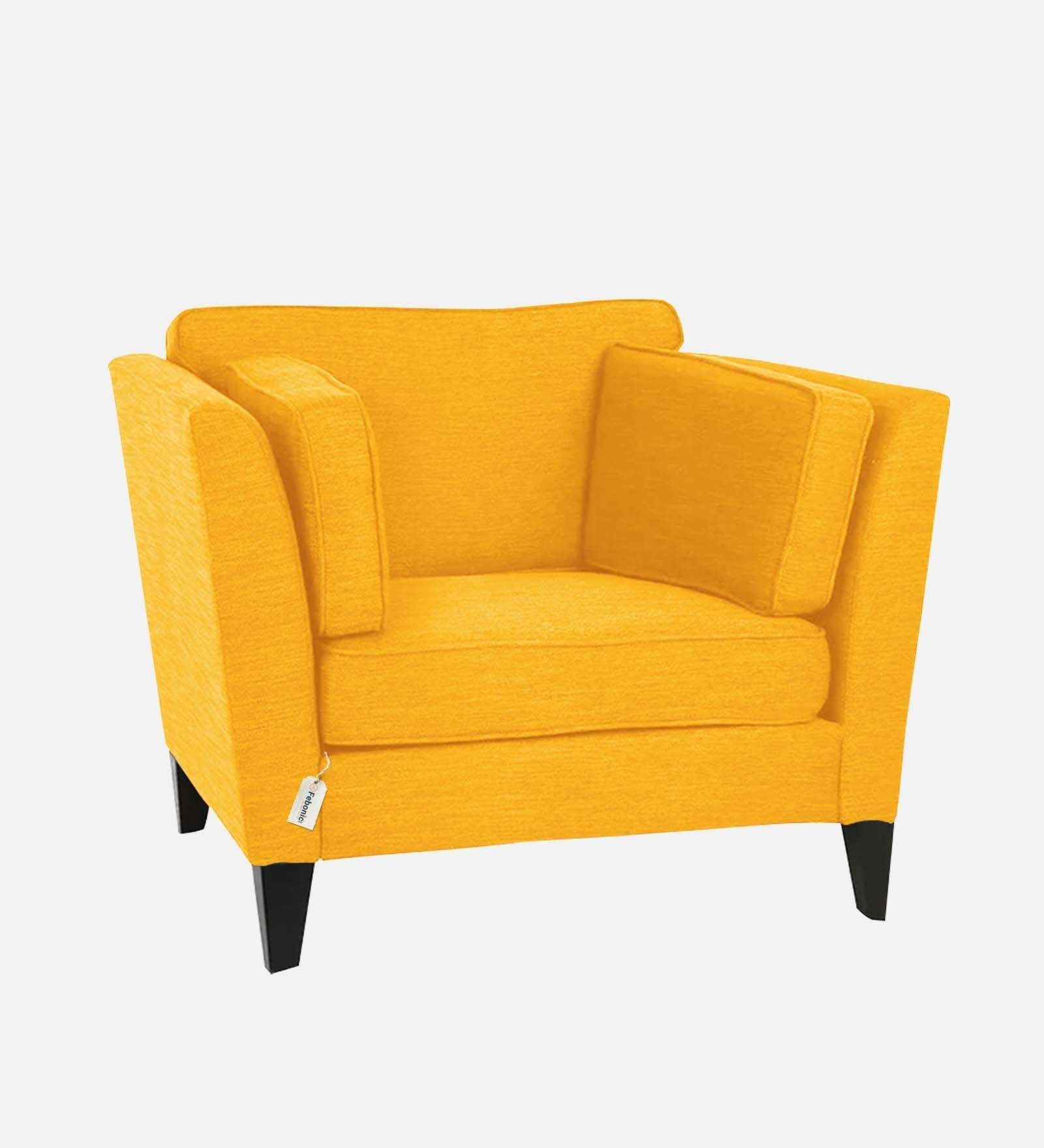 Nigar Fabric 1 Seater Sofa In  Bold Yellow Colour - Febonic Living