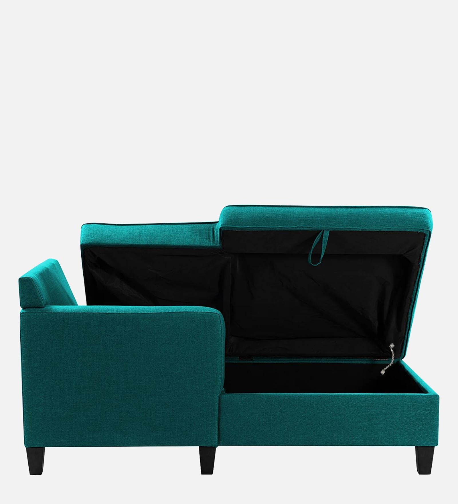 Royee Fabric LHS Chaise Lounger In Sea Green Colour With Storage - Febonic Living