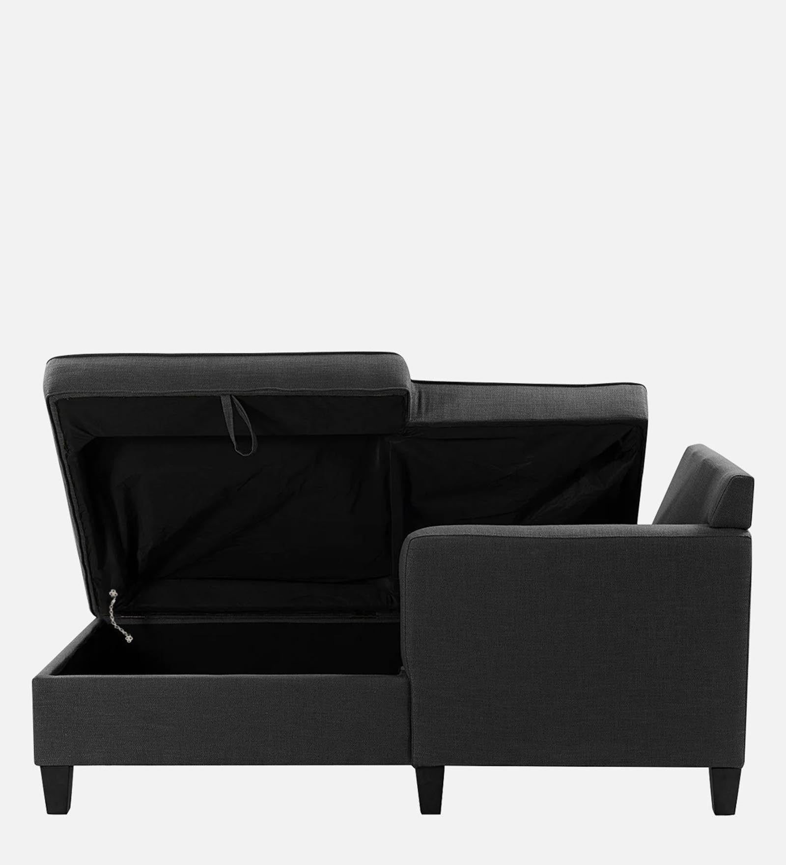 Royee Fabric RHS Chaise Lounger In Charcoal Grey Colour With Storage - Febonic Living