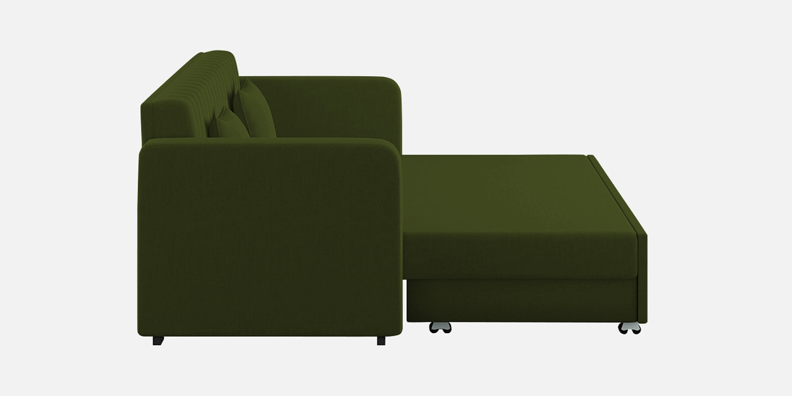 Calra Fabric 3 Seater Pull Out Sofa Cum Bed In Olive green Colour With Storage - Febonic Living