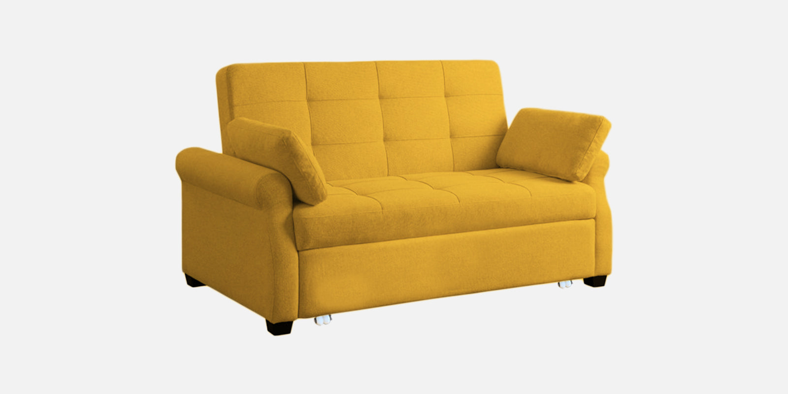 Fornia Fabric 3 Seater Pull Out Sofa Cum Bed In Bold Yellow Colour - Febonic Living