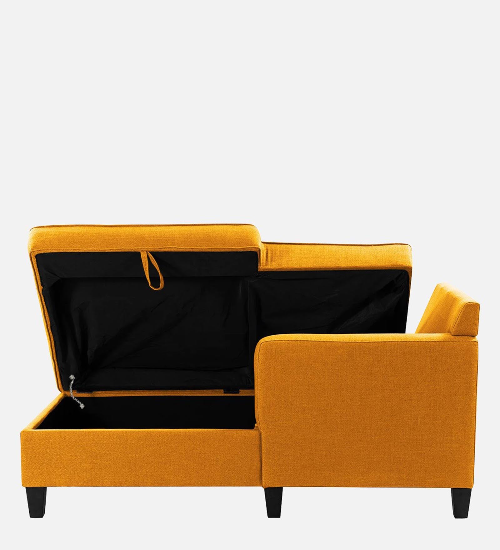 Royee Fabric RHS Chaise Lounger In Bold Yellow Colour With Storage - Febonic Living