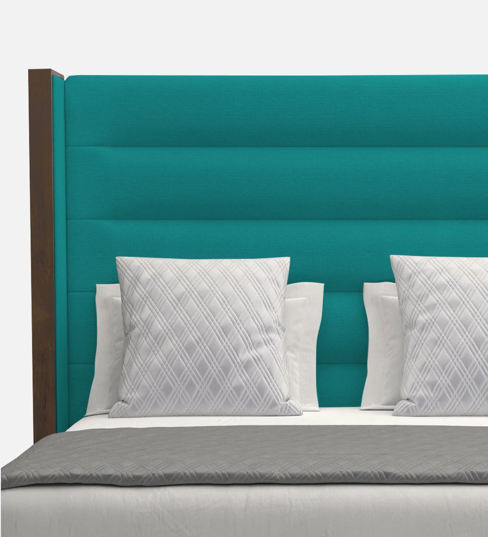 Sunny Fabric Queen Size Bed In Sea Green Colour - Febonic Living