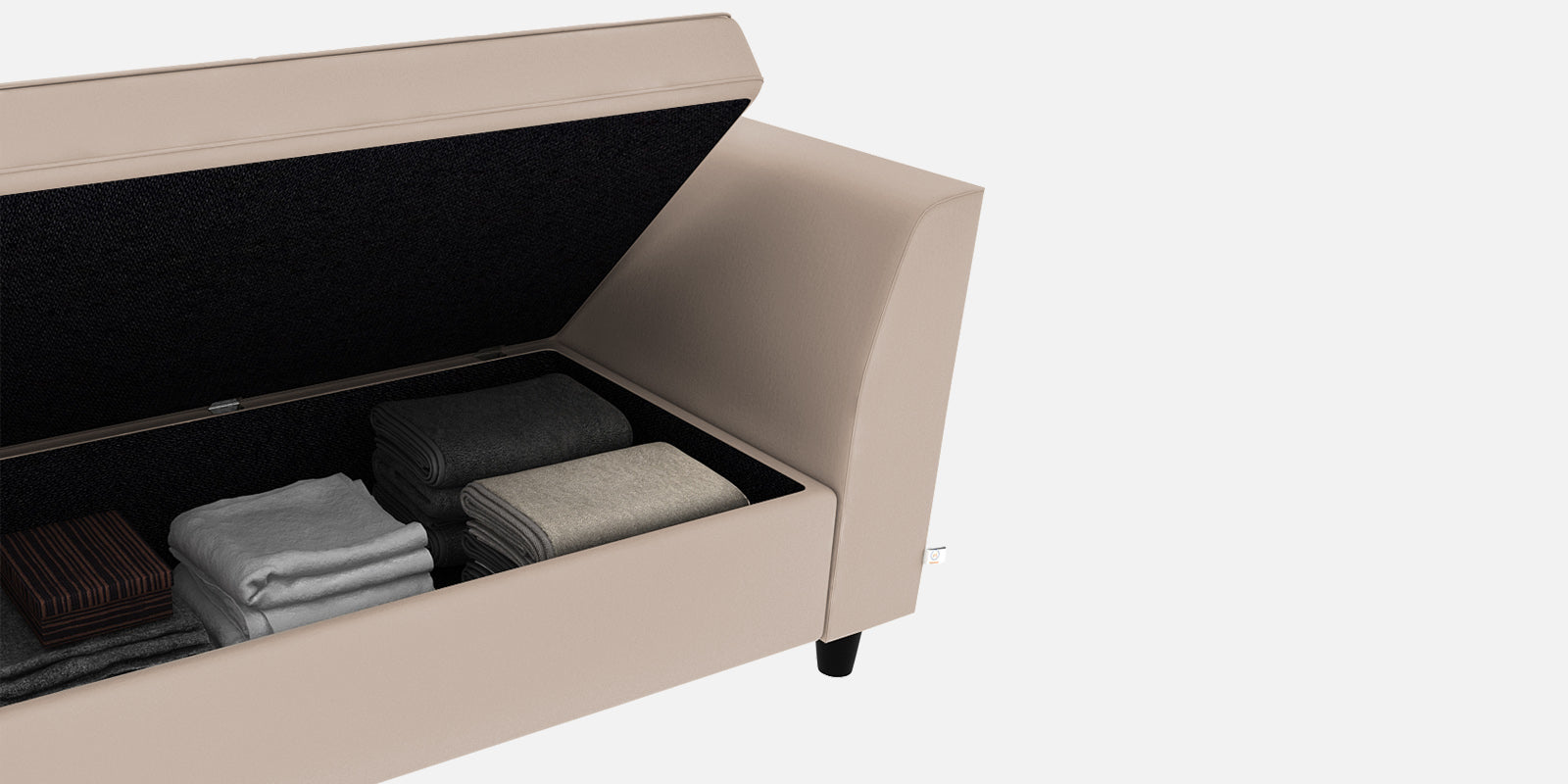 Bristo Velvet 3 Seater Sofa In Camel Beige Colour With Storage - Febonic Living