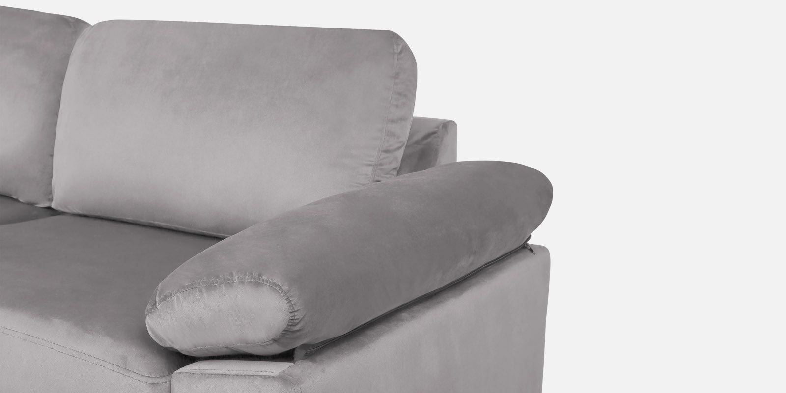 Vegas Velvet LHS Sectional Sofa (3+Lounger) In Concrete Grey Colour - Febonic Living
