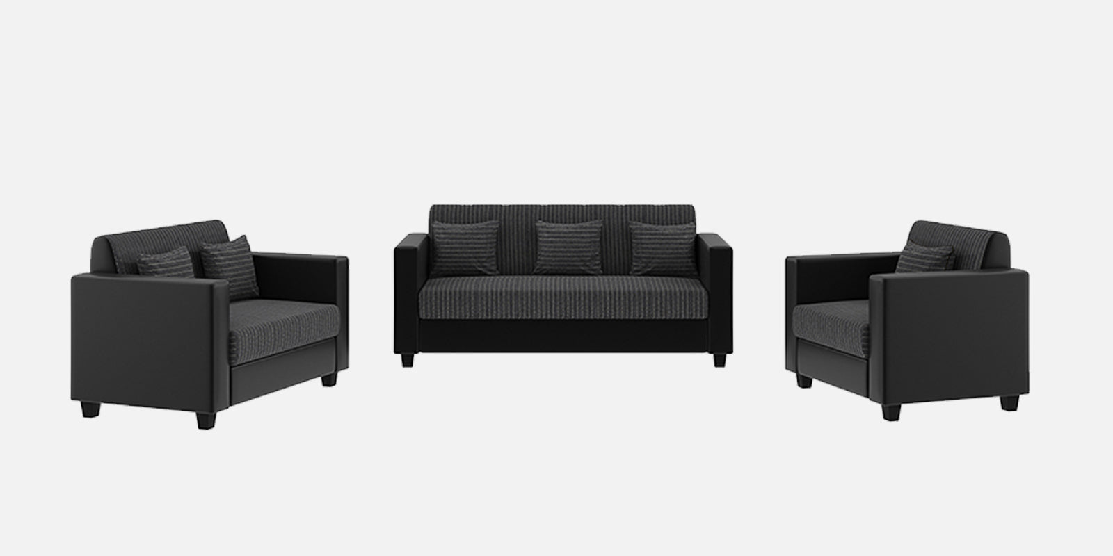 Baley Fabric 3+2+1 Sofa Seater Sofa in Lama Black Colour - Febonic Living