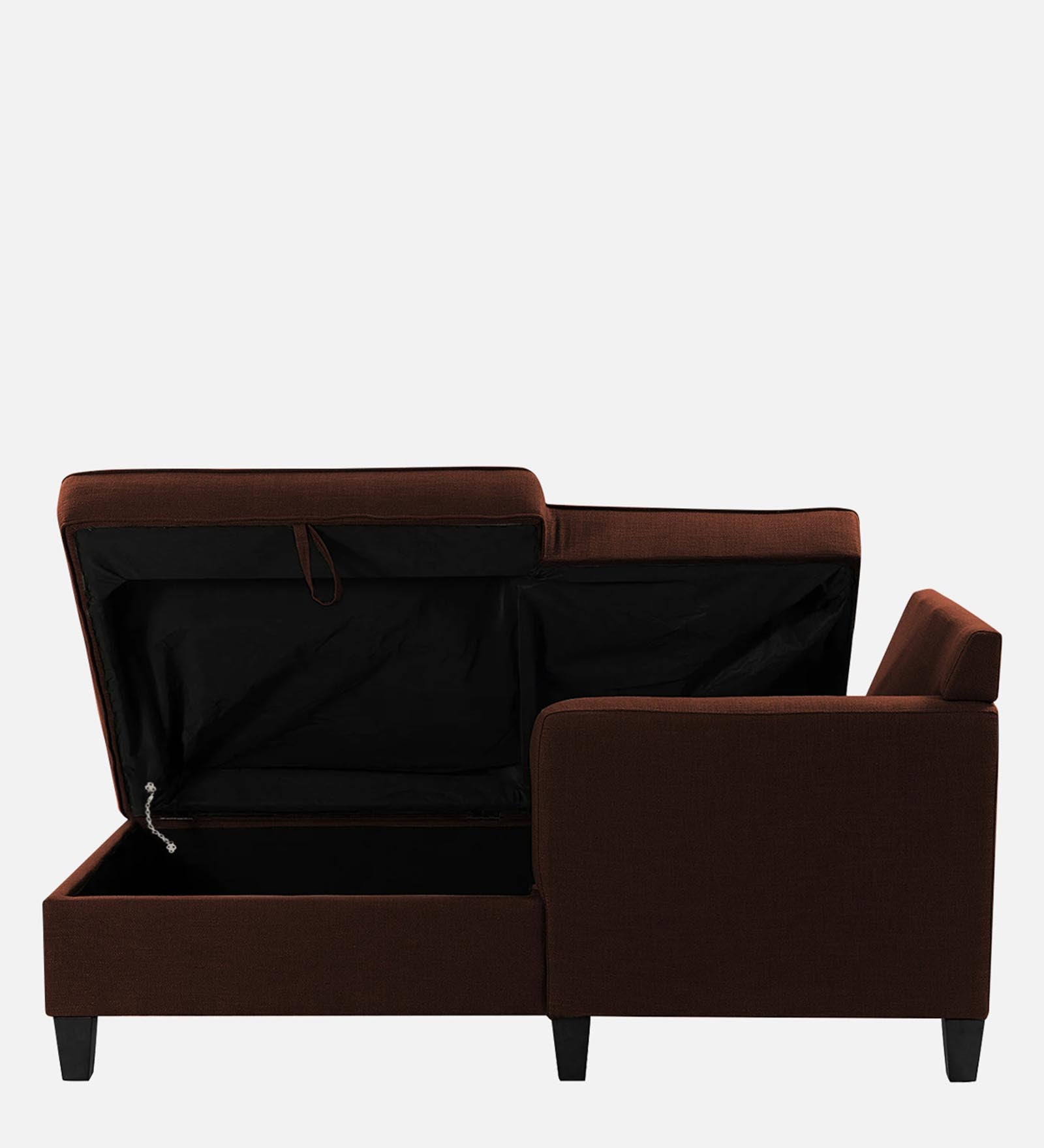 Royee Fabric RHS Chaise Lounger In Coffee Brown Colour With Storage - Febonic Living